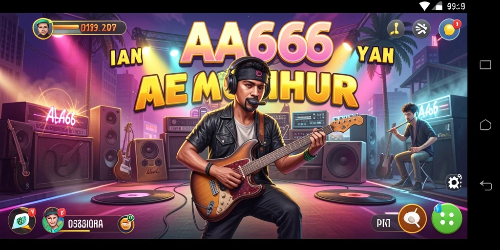 Screenshot gameplay AA666 yang menampilkan tantangan musik seru.