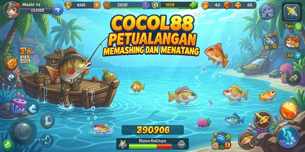 Screenshot tampilan gameplay COCOL88 menampilkan aksi memancing yang seru.