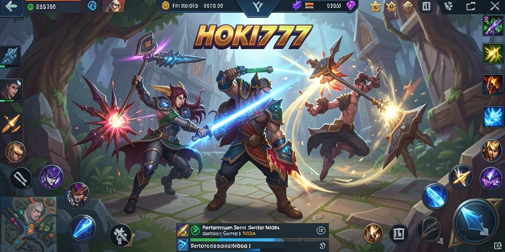 Tampilan menarik dari pertarungan dalam HOKI777 MOBA.