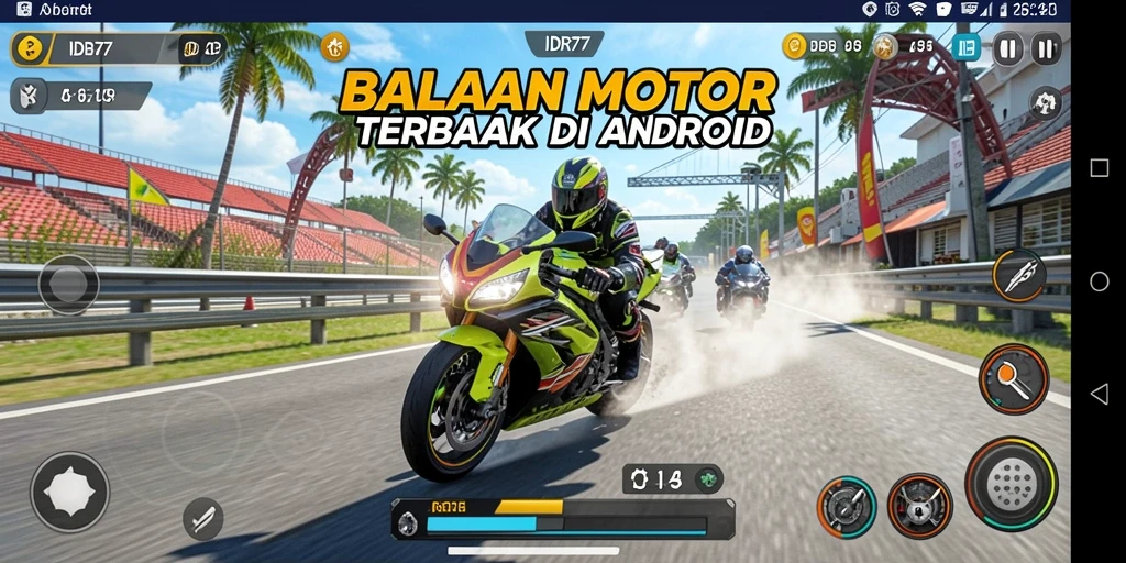 Screenshot utama gameplay <strong>IDR77</strong> saat balapan seru di lintasan.
