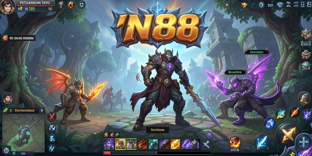 Tampilan screenshot utama IN88 menampilkan aksi pertempuran seru di dunia MMORPG.