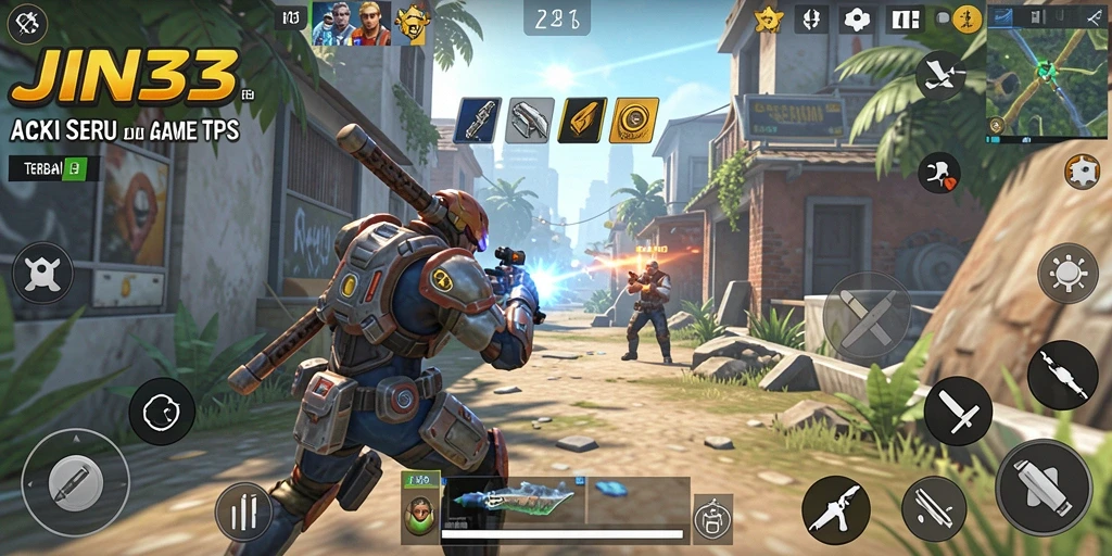 Gameplay seru dalam JIN33, menampilkan aksi tembak-menembak yang intens.