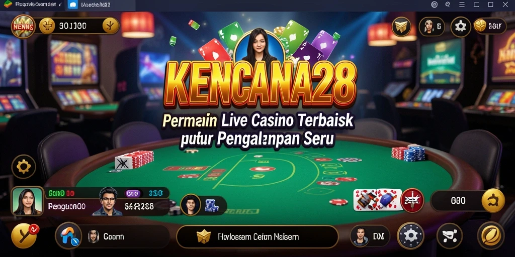 Screenshot gameplay KENCANA28 menampilkan dealer profesional dan suasana kasino yang mendebarkan.