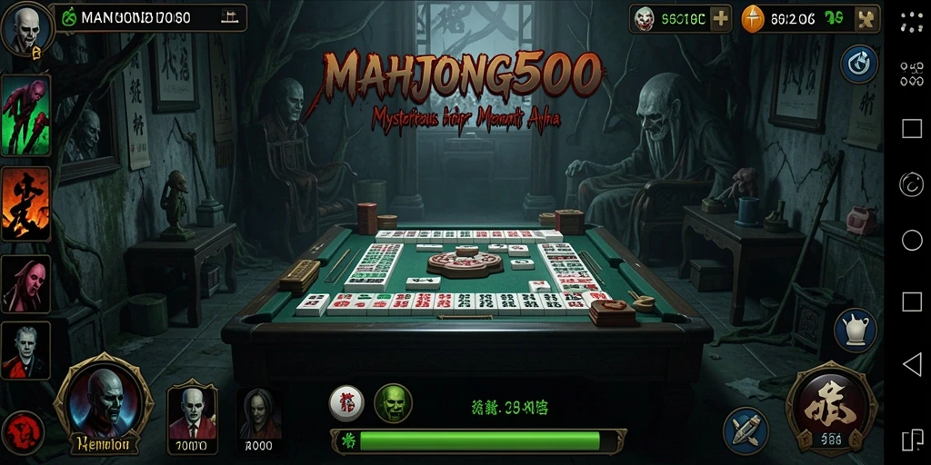 Tampilan gameplay menegangkan di dunia Horror MAHJONG500.
