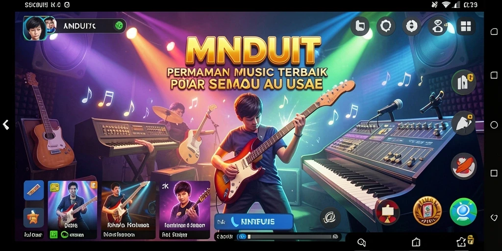 Screenshot gameplay <strong>MNDUIT</strong> menampilkan pengguna menikmati musik dengan interaksi seru.