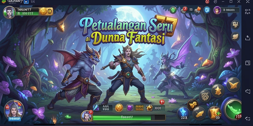 Tampilan gameplay TARUHAN77 menampilkan petualangan seru di dunia fantasi.