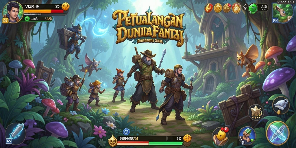 Tangkapan layar menunjukkan karakter sedang bertarung di dunia fantasi yang menakjubkan.